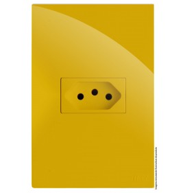 Conjunto Tomada 10a Horizontal 4x2 - RECTA MOSTARDA GLOSS